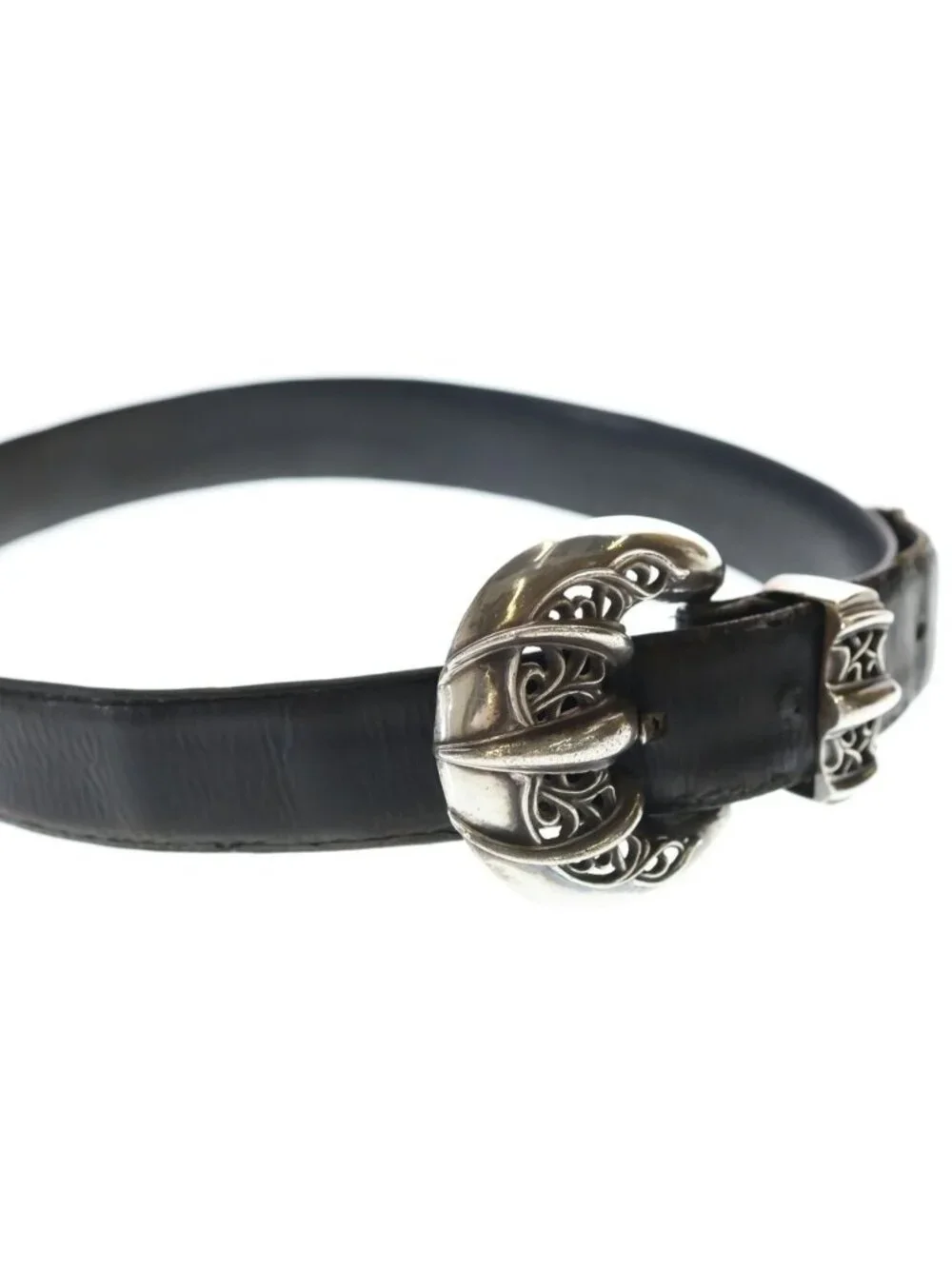 Chrome Hearts 1.5 Blt Talon Leather Belt Black Silver